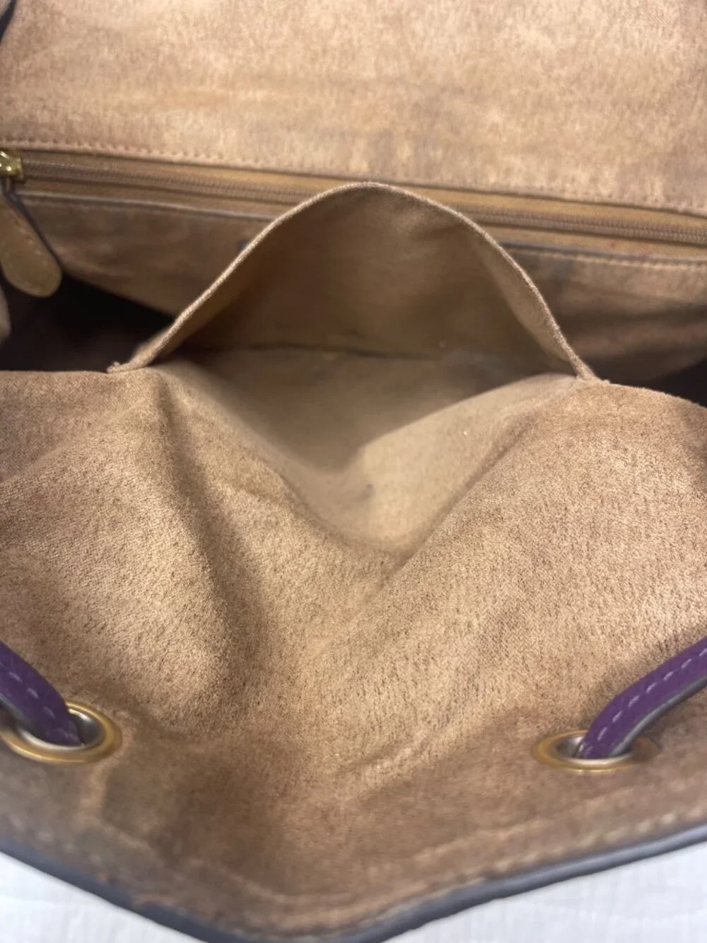 Coach Kleo Pebbled Leather Colorblock Casual Backpack Yellow/Tan/Purple